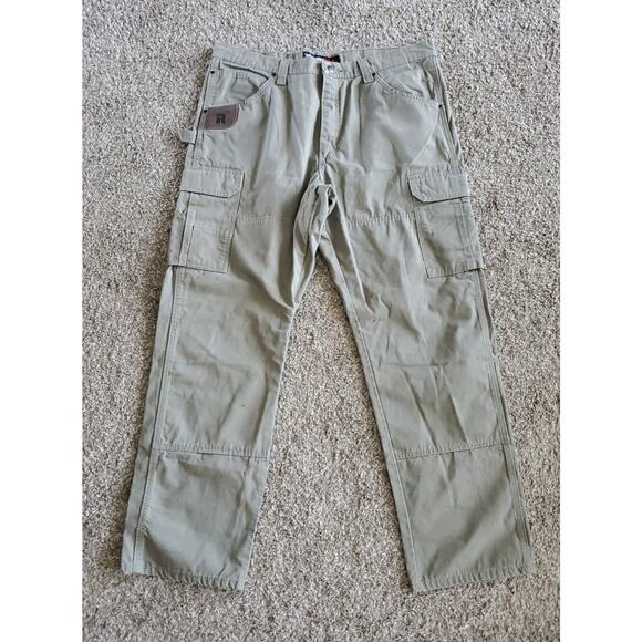 Wrangler RIGGS Canvas Double Knee Cargo Ripstop 3W060BR Tag 38x32 Measures 40x33 - Picture 1 of 9